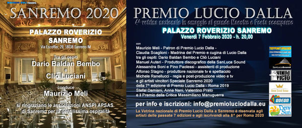 SANREMO 2020 - PREMIO LUCIO DALLA - 4^ Vetrina nazionale