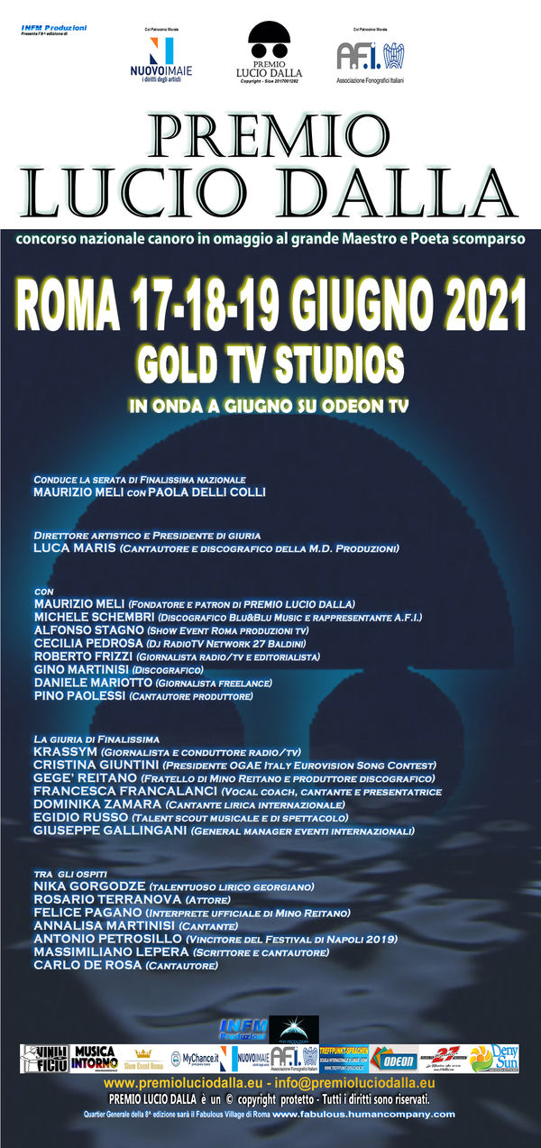 PREMIO LUCIO DALLA - 8^ edizione - Roma 17-18-19 Giugno 2021
